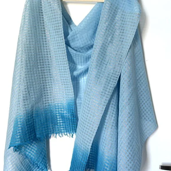 Lot of 2 Women's Shawls Blue Elegant Lightweight Large Wrap - Picture 3 of 12